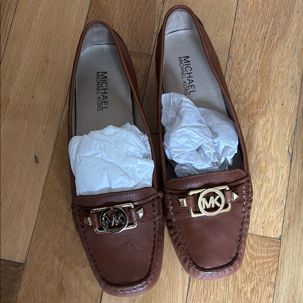Michael Kors Brown Loafers with Gold Logo